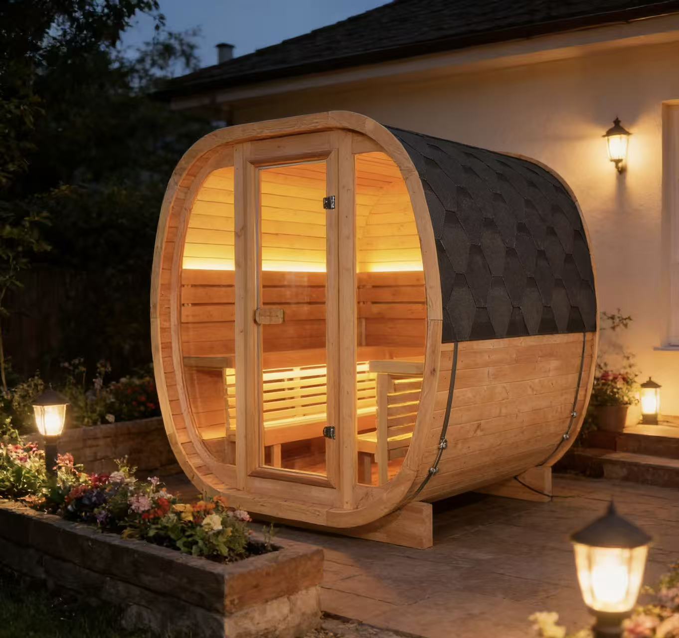 Sauna de madeira cúbica artesa - Spa Wellness Family avaliação e preço